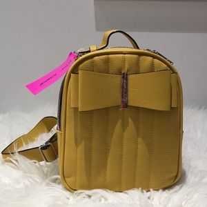 Betsey Johnson mustard bow mini backpack